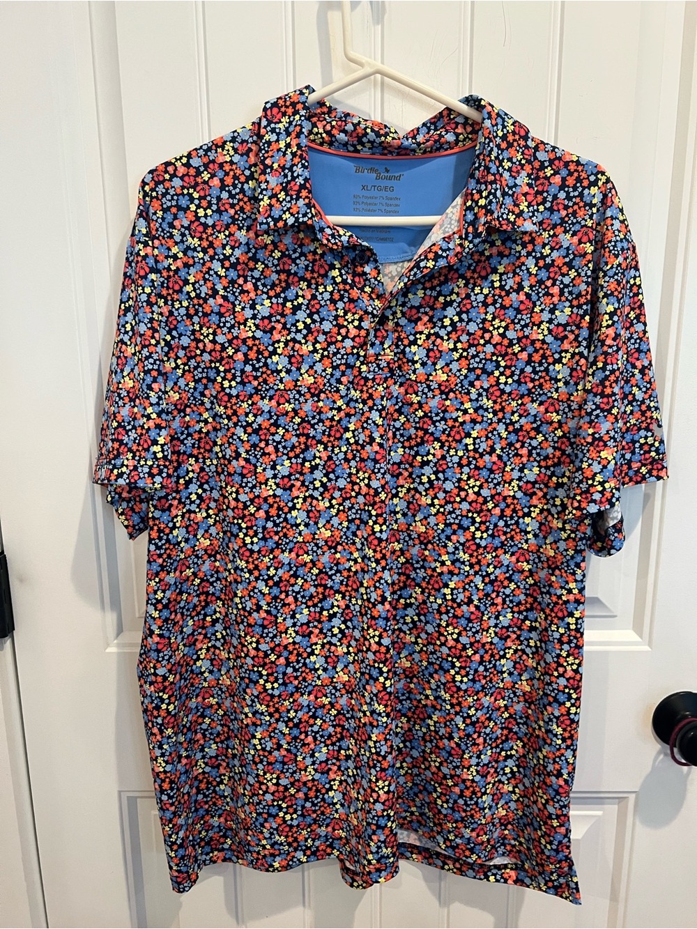 Birdie Bound XL  Floral Golf Polo Shirt Stretch Performance Preppy Golfcore